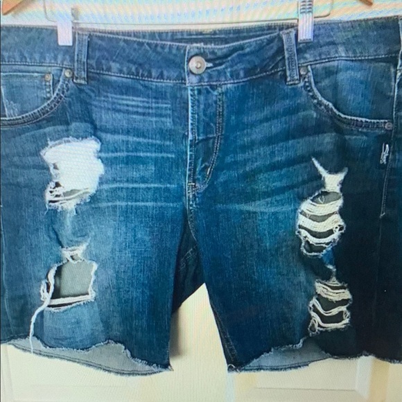 Pants - Distressed Denim Athletic Shorts